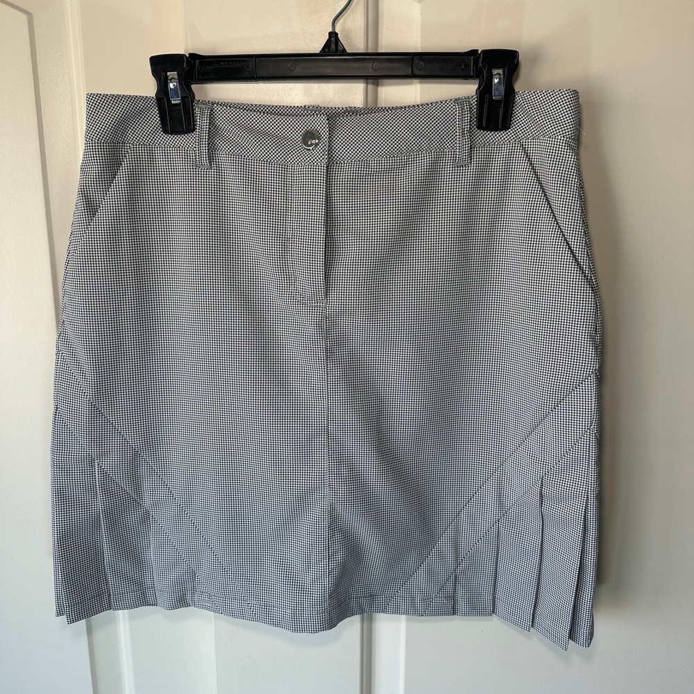 Nivo by Lanctot Nova Skort Black White 6 Plaid‎ UV Protection Pleated Pocket